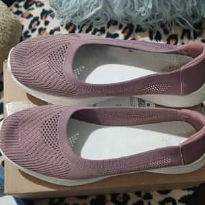 Slip-On Knit Comfort Flats - Dusty Mauve